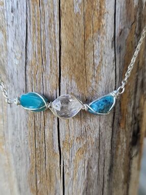 Genuine Opal And Herkamore Diamond Built In Necklace- Created By @Topcrystalenvy